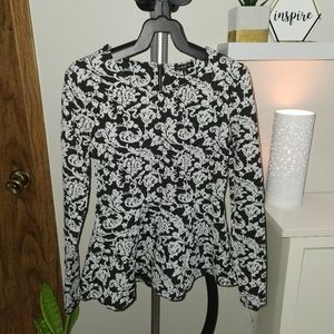 Black and white Dynamite peplum top